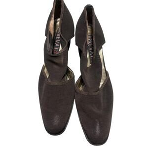 Vintage Prevata Women's Brown Mesh Block Heels Size 7.5 NARROW